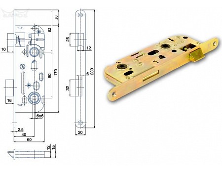 Zámek WC 01-16 BZn P-L 90/60