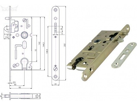 Zámek FAB na posuvné dveře K106A BZn 72/60