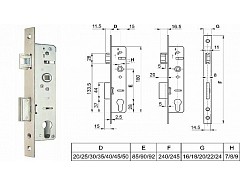 Zámek EURO-S Fab 90/30 střelka hl.45 bez PP (014607) (804508)