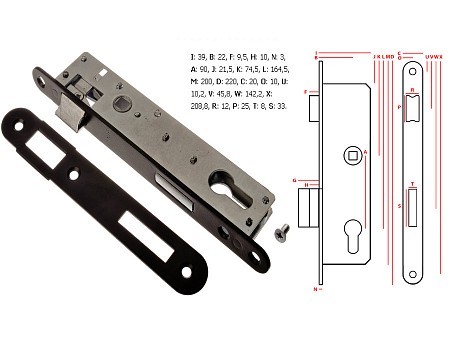 Zámek ZZB 3 - Z075-ZW 90/22 P-L hl.38mm