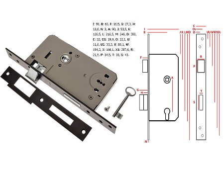 Zámek vratový Z110 OK/90 ''P''2klíče
