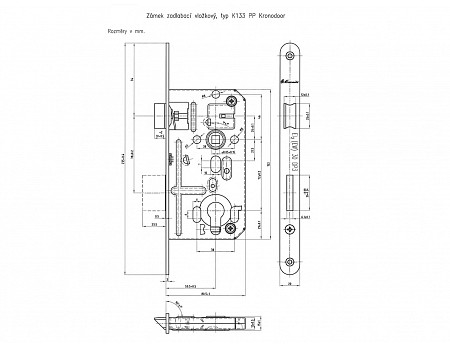 K133 ZAMEK P-L PP s čelem 235mm  BZN  MASONITE