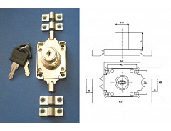 AVES 168-22 Cr zámek rozvorový + 2 tyče délka 1m (pr. 6mm]