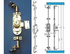 AVES 368-22 Cr zámek třícestný + 2 tyče délka 1m