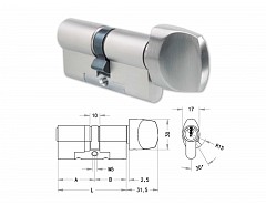 Vložka EVVA G330 27+36K Ni+ knoflík FK Ni 5kl