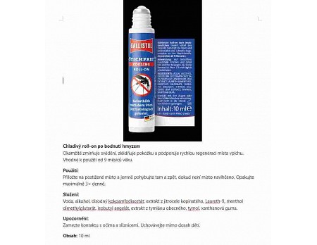 Chladivý ROLL ON, Sting-Free 10 ml BALLISTOL 26990