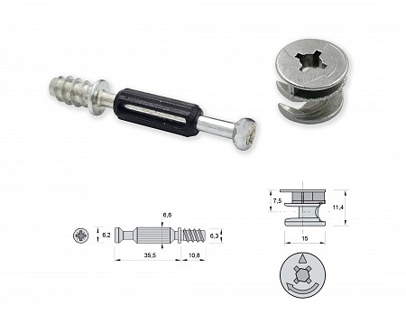 Spojovací excentr B015+A006