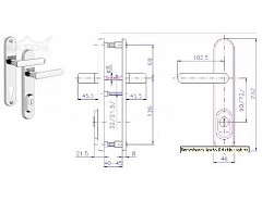 Bezpečnostní kování R4/90mm Cr-nerez Oblá