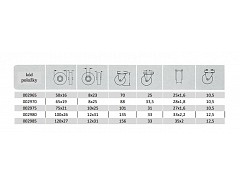 Kolečko 75x21 otočné s brzdou/otvor pro šroub M10, šedá guma 45 kg