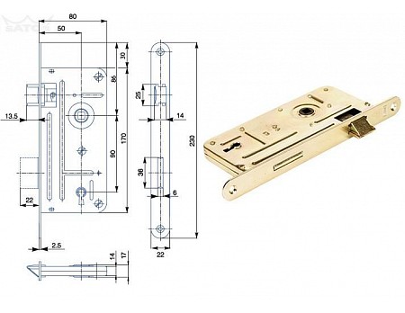 Zámek dozický 548A BZn P-L 90/80