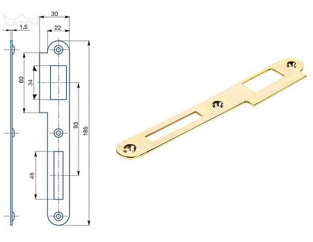 Protiplech K 180 BZn ''P'' 2/2 rovný oblý