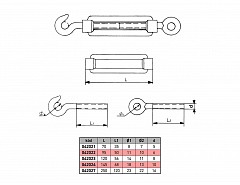 Napínák lana M5x70mm/30kg