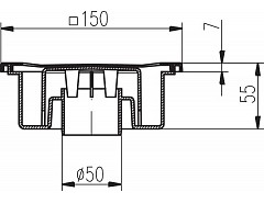 Podlahová vpusť DN 50/55 nerez 1/2
