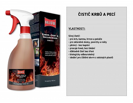 Čistič krbů a pecí Kamofix, ruční postřikovač 750 ml, BALLISTOL 25401,25408