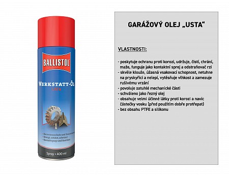 Dílenský olej proti korozi USTA sprej 400 ml, BALLISTOL 22960 (22961,22978)