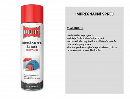 Impregnační sprej PLUVONIN 500 ml, BALLISTOL 25018 (25010)