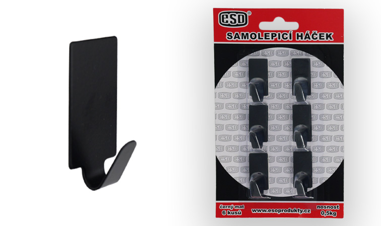 Věšák samolepící ČERNÝ MAT